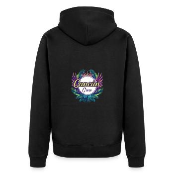 Cancun Crew Urlaub - Unisex Premium Bio Zip Hoodie - Schwarz - Hinten - Nico (187cm)