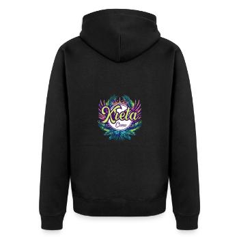 Kreta Crew Urlaub - Unisex Premium Bio Zip Hoodie - Schwarz - Hinten - Nico (187cm)