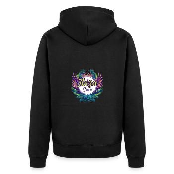 Ibiza Crew Urlaub - Unisex Premium Bio Zip Hoodie - Schwarz - Hinten - Nico (187cm)