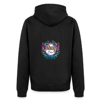 Italien Crew Urlaub - Unisex Premium Bio Zip Hoodie - Schwarz - Hinten - Nico (187cm)