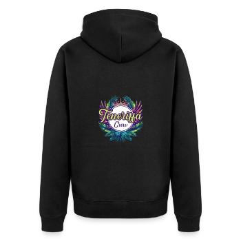 Tenerife Crew Holidays - Unisex Premium Organic Zip Hoodie - black - Back - Nico (187cm)