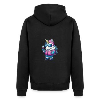 Unicorn Ski Après Ski - Unisex Premium Organic Zip Hoodie - black - Back - Nico (187cm)