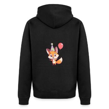 Fuchs Geburtstag Baby - Unisex Premium Bio Zip Hoodie - Schwarz - Hinten - Nico (187cm)