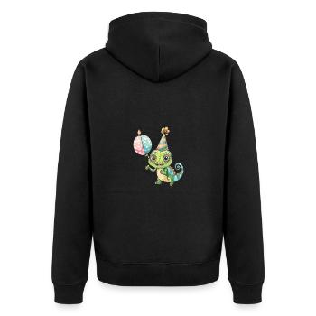 Chameleon Geburtstag Baby - Unisex Premium Bio Zip Hoodie - Schwarz - Hinten - Nico (187cm)