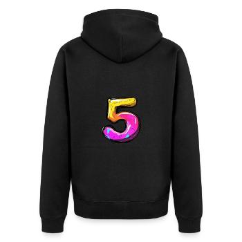 5 Number symbol - Unisex Premium Organic Zip Hoodie - black - Back - Nico (187cm)