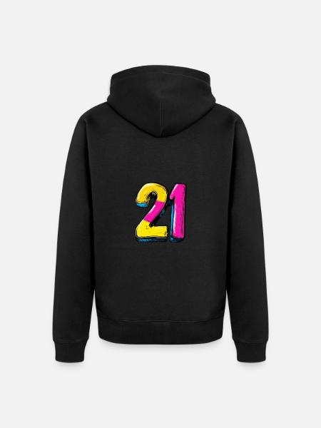 21 Number symbol - Unisex Premium Organic Zip Hoodie - black