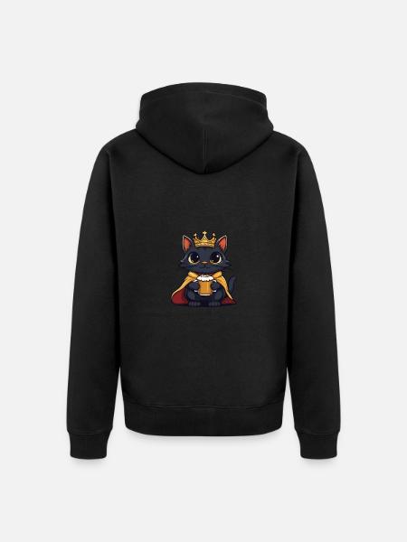 Katze Bier Lustig - Unisex Premium Bio Zip Hoodie - Schwarz
