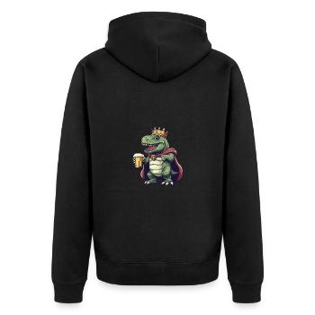 Dinosaur T-Rex Beer Funny - Unisex Premium Organic Zip Hoodie - black - Back - Nico (187cm)