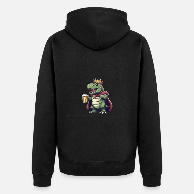 Dinosaure T-Rex Bière Drôle - Veste à capuche bio Premium Unisexe - noir