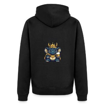 Dinosaur triceratops Beer Funny - Unisex Premium Organic Zip Hoodie - black - Back - Nico (187cm)