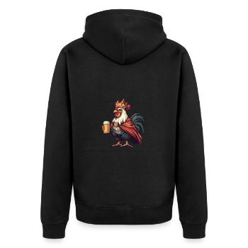 Hahn Bier Lustig - Unisex Premium Bio Zip Hoodie - Schwarz - Hinten - Nico (187cm)