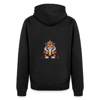 Tiger Bier Lustig - Unisex Premium Bio Zip Hoodie - Schwarz - Hinten - Nico (187cm)