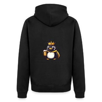 Pinguin Bier Lustig - Unisex Premium Bio Zip Hoodie - Schwarz - Hinten - Nico (187cm)