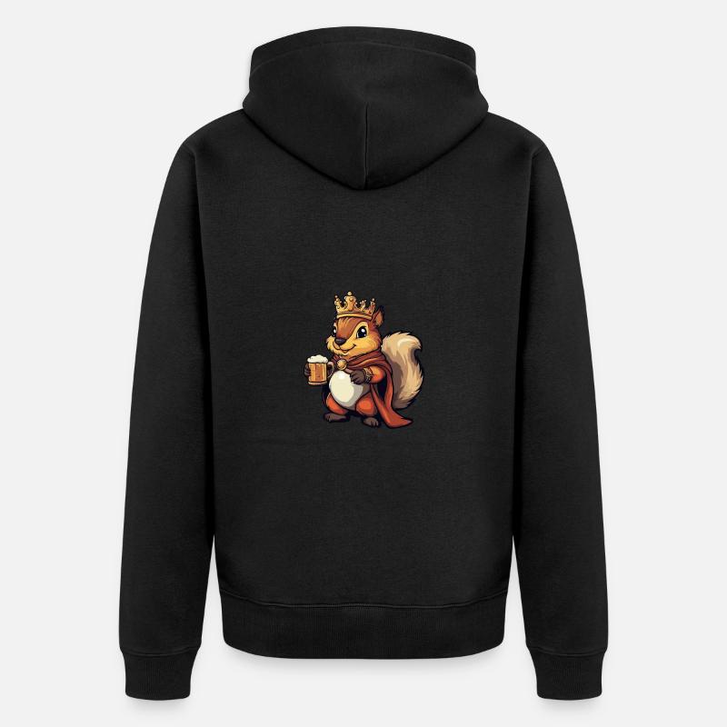 Eichhörnchen Bier Lustig - Unisex Premium Bio Zip Hoodie - Schwarz