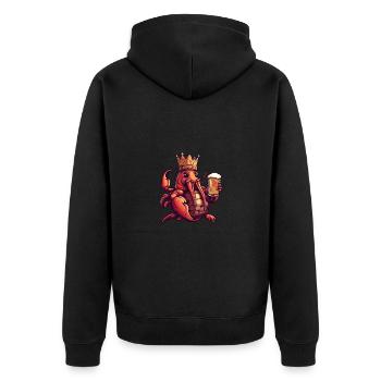 Hummer Krebs Bier Lustig - Unisex Premium Bio Zip Hoodie - Schwarz - Hinten - Nico (187cm)