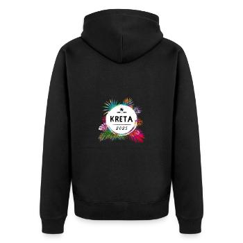Crete 2025 Colorful - Unisex Premium Organic Zip Hoodie - black - Back - Nico (187cm)