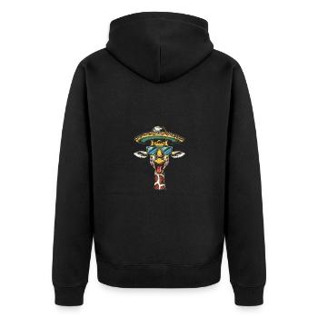 Giraffe Lustig Sombrero - Unisex Premium Bio Zip Hoodie - Schwarz - Hinten - Nico (187cm)