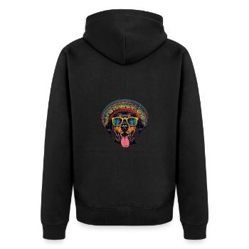 Doberman Dog Funny Sombrero - Unisex Premium Organic Zip Hoodie - black - Back - Nico (187cm)