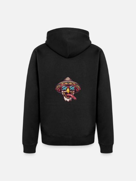 Chicken Comic Funny Sombrero - Unisex Premium Organic Zip Hoodie - black