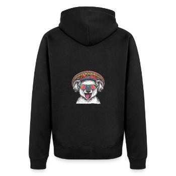Koala Comic Funny Sombrero - Unisex Premium Organic Zip Hoodie - black - Back - Nico (187cm)