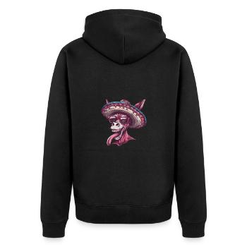 Esel Lustig Sombrero - Unisex Premium Bio Zip Hoodie - Schwarz - Hinten - Nico (187cm)