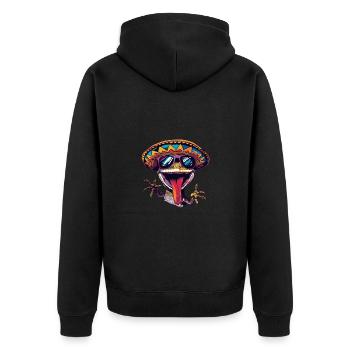 Echse Gecko Comic Lustig Sombrero - Unisex Premium Bio Zip Hoodie - Schwarz - Hinten - Nico (187cm)