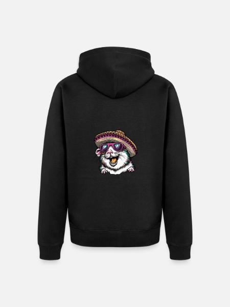 Hamster Drôle Sombrero - Veste à capuche bio Premium Unisexe - noir