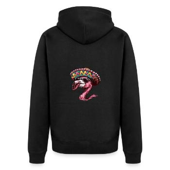 Flamingo Comic Funny Sombrero - Unisex Premium Organic Zip Hoodie - black - Back - Nico (187cm)