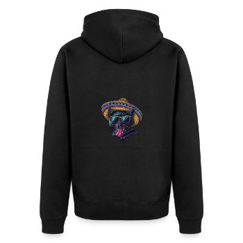 Panther Comic Lustig Sombrero - Unisex Premium Bio Zip Hoodie - Schwarz - Hinten - Nico (187cm)