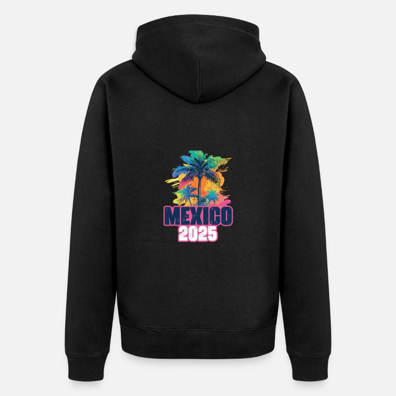 Mexique 2025 Palmiers de vacances - Veste à capuche bio Premium Unisexe - noir