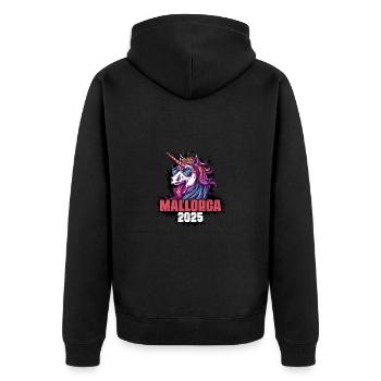 Mallorca 2025 Unicorn - Unisex Premium Organic Zip Hoodie - black - Back - Nico (187cm)