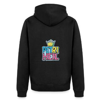 Petri Heil Fischen - Unisex Premium Bio Zip Hoodie - Schwarz - Hinten - Nico (187cm)