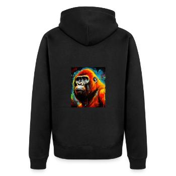 Gorilla Portrait - Unisex Premium Organic Zip Hoodie - black - Back - Nico (187cm)