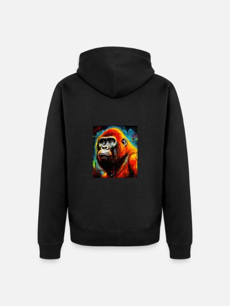 Gorilla Portrait - Unisex Premium Organic Zip Hoodie - black