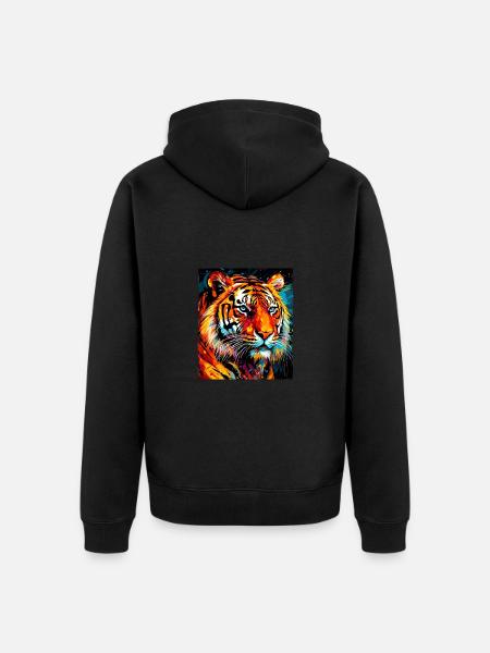 Tiger Portrait - Unisex Premium Organic Zip Hoodie - black