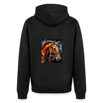 Pferd Porträt - Unisex Premium Bio Zip Hoodie - Schwarz - Hinten - Nico (187cm)