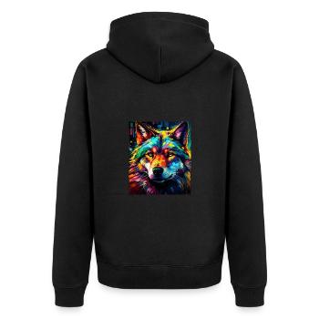 Wolf Portrait - Unisex Premium Organic Zip Hoodie - black - Back - Nico (187cm)