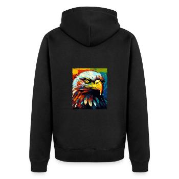 Adler Porträt - Unisex Premium Bio Zip Hoodie - Schwarz - Hinten - Nico (187cm)