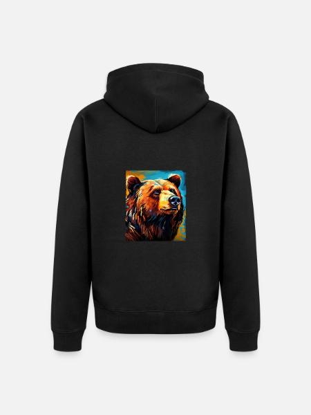 Bär Porträt - Unisex Premium Bio Zip Hoodie - Schwarz