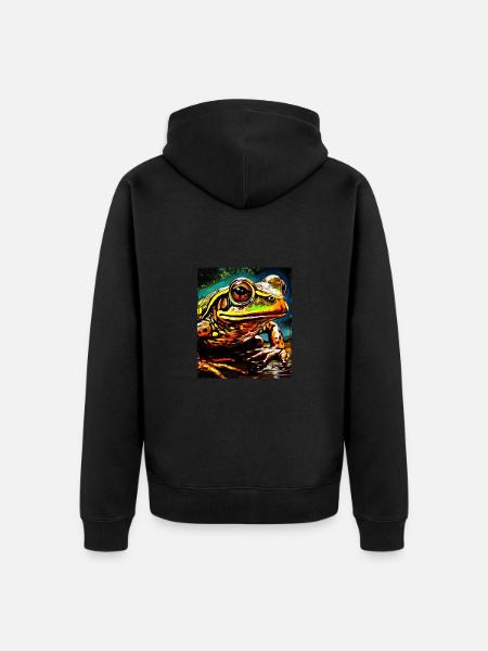 Frosch Porträt - Unisex Premium Bio Zip Hoodie - Schwarz