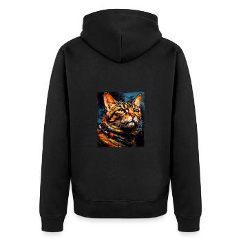 Tête de portrait de chat - Veste à capuche bio Premium Unisexe - noir - Dos - Nico (187cm)