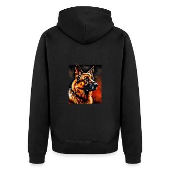 German Shepherd Dog Portrait - Unisex Premium Organic Zip Hoodie - black - Back - Nico (187cm)