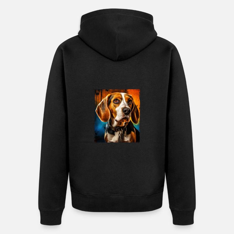 Portrait de chien beagle - Veste à capuche bio Premium Unisexe - noir