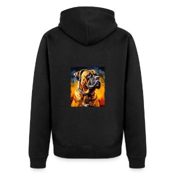 Mastiff Hund Porträt - Unisex Premium Bio Zip Hoodie - Schwarz - Hinten - Nico (187cm)