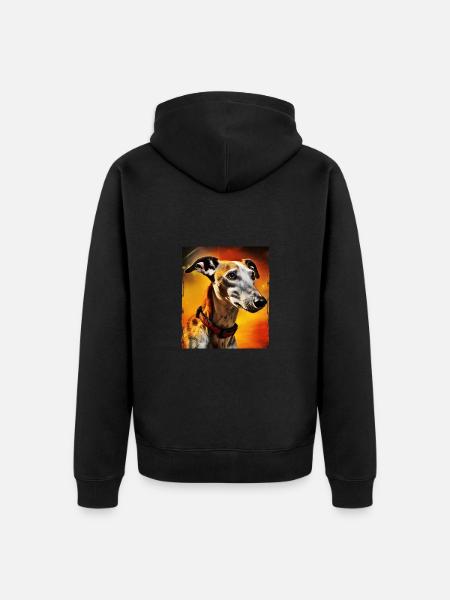 Greyhound Dog Portrait - Unisex Premium Organic Zip Hoodie - black