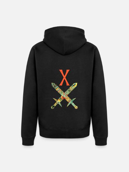 Épées croisées E 200 x - Veste à capuche bio Premium Unisexe - noir