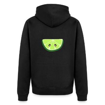 kawaii lime - Unisex Premium Organic Zip Hoodie - black - Back - Nico (187cm)