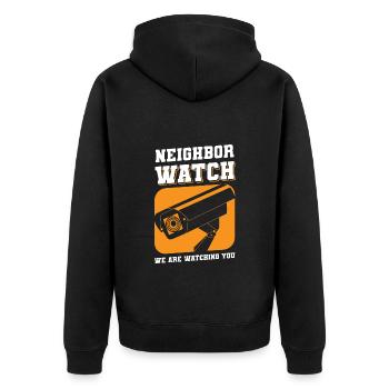Nachbar Freundschaft Bier Feier - Unisex Premium Bio Zip Hoodie - Schwarz - Hinten - Nico (187cm)