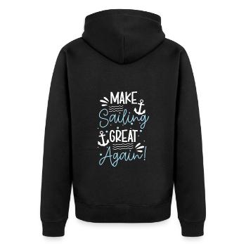 Sailing Sailor Ocean Anchor - Unisex Premium Organic Zip Hoodie - black - Back - Nico (187cm)