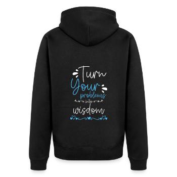 Problem Fun No problem Motto - Unisex Premium Organic Zip Hoodie - black - Back - Nico (187cm)